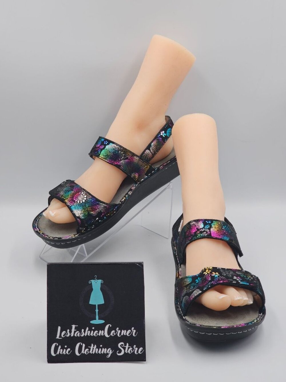 Alegria Wo's Multicolor Floral Leather Verona Liberty Love Sandals Sz 8.5 3778